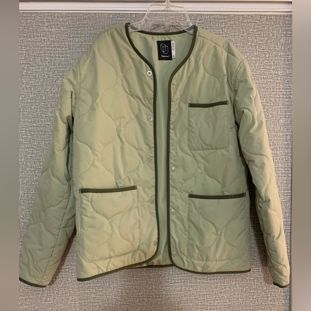 Light Olive Green Quilted Women's Jacket